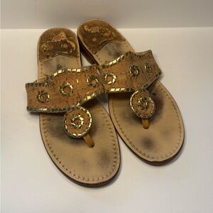 Jack Rogers Jacks Flat Sandals Cork Gold Size 8
